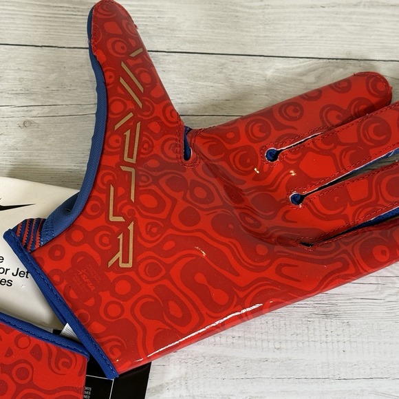 Nike Vapor Jet 8.0 Energy Football Gloves Adult Size L Blue/Red/Gold NWT - Picture 4 of 6